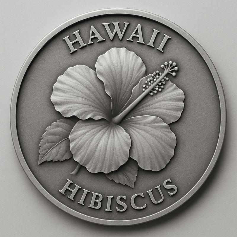hawaii state flower hibiscus coin token wall art