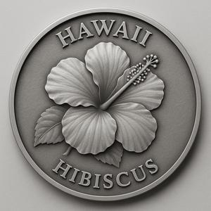 hawaii state flower hibiscus coin token wall art