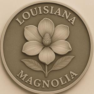Louisiana state flower magnolia coin token wall art