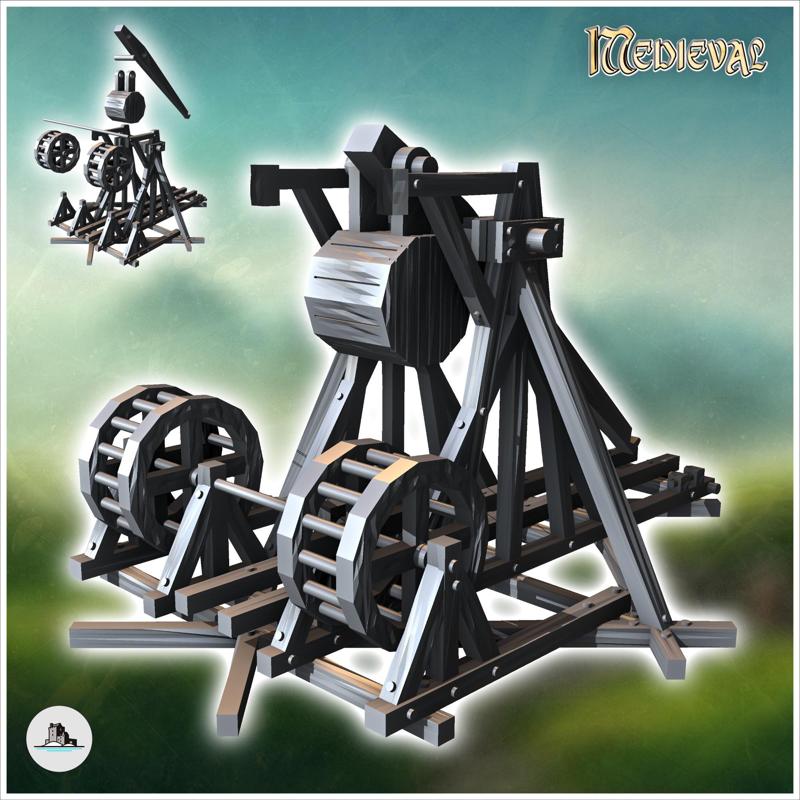 Medieval trebuchet with wooden counterweight (1) - Medieval Gothic Feudal Old Archaic Saga 28mm 15mm RPG