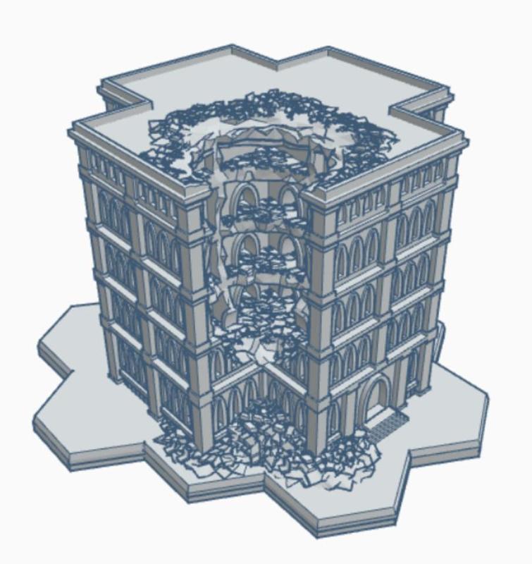 Gothic Ruined Building with Hex Base 55 GRHB055