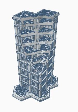 Gothic Ruined Building 39 with Hex Base GRHB039