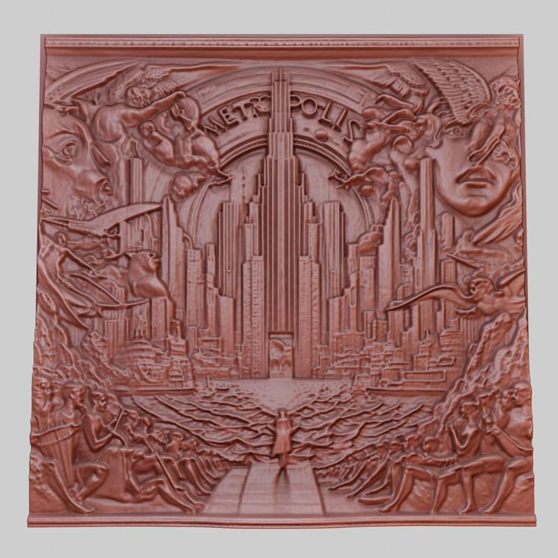 Metropolis 3d printer relief medallion obj stl