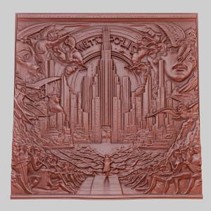 Metropolis 3d printer relief medallion obj stl