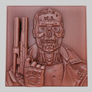 Terminator 3d printer relief medallion obj stl