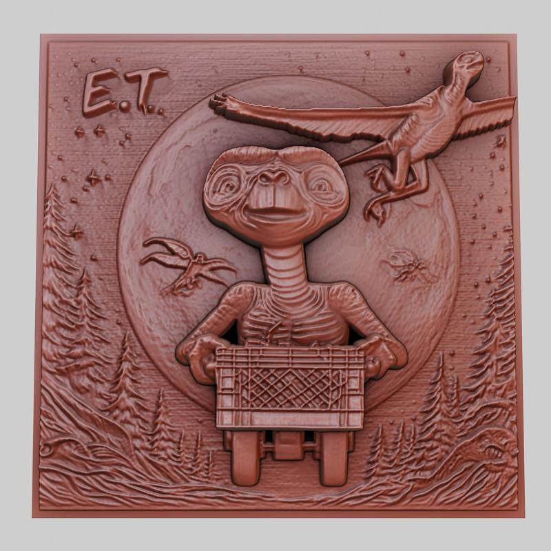 E.T. 3d printer relief medallion obj stl