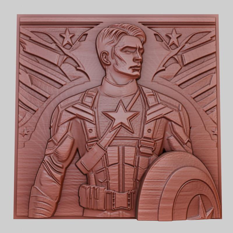 Captain America 3d printer relief medallion obj stl