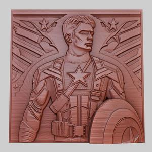 Captain America 3d printer relief medallion obj stl