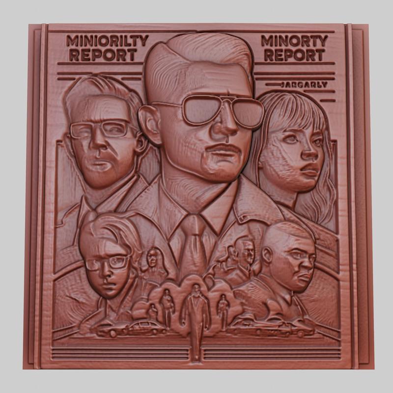 Minority Report 3d printer relief medallion obj stl