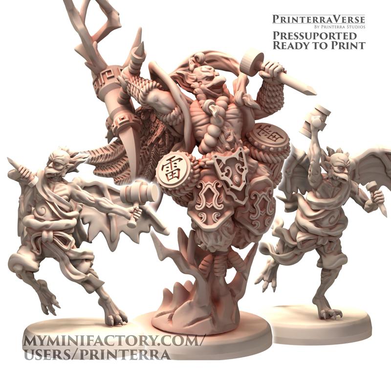 010 CHINESE Ancient Thunder God Lei Gong and His Troops