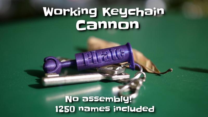 Working Keychain Cannon (Print-In-Place)