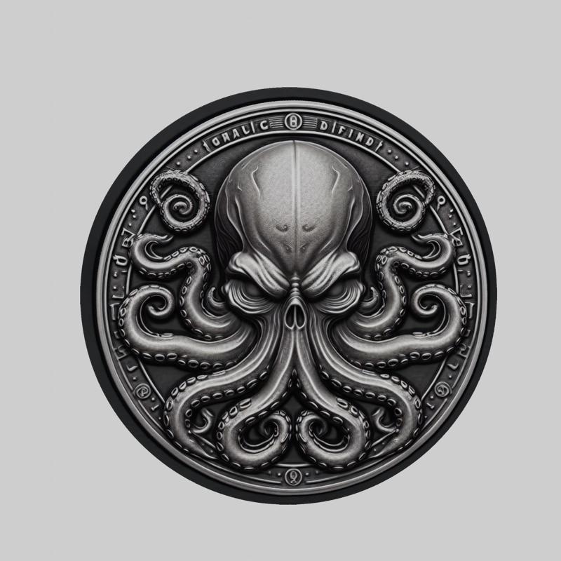 Octopus Animal Head Octopus Animal Medallion for CNC Router Laser & 3D Printer