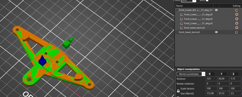 2017 OpenRC F1 Front Lower BOM with steering limiters