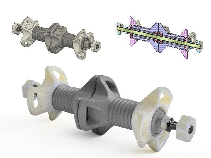 Remix - Double spool holder including central tubes for bearings