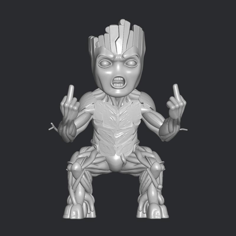 Middle finger angry Groot