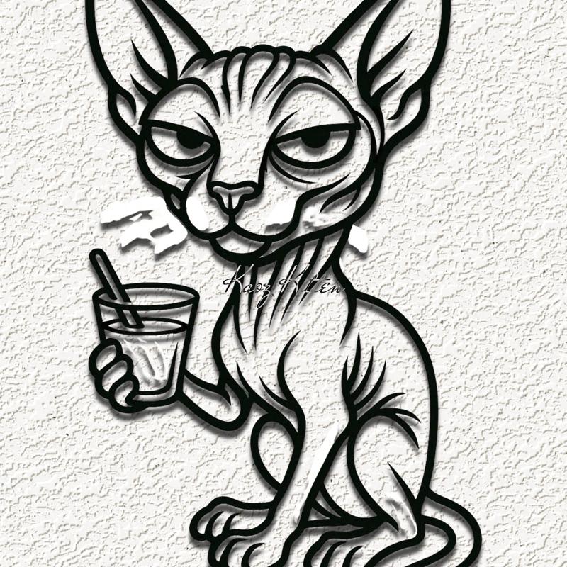 funny sphynx kitty cat WALL ART HOME DECOR