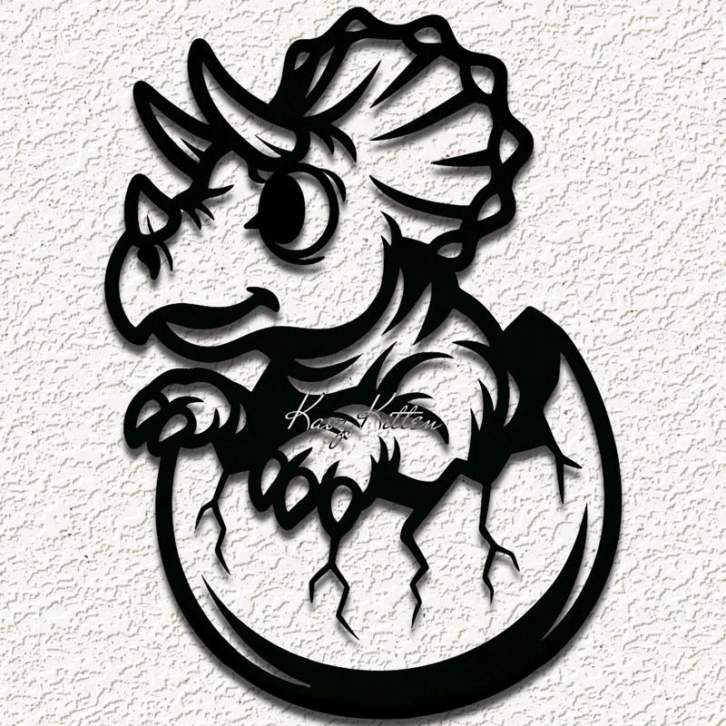 baby triceratops dinosaur egg wall art home decor