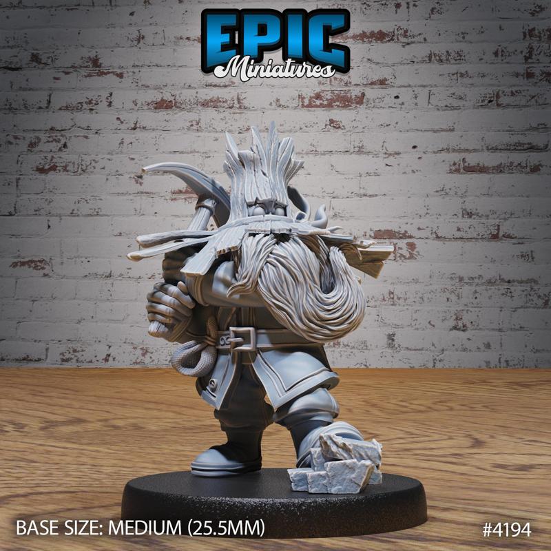 Wild Dwarf Miner Attack ‧ DnD Miniature ‧ Tabletop Miniatures ‧ Gaming Monster ‧ 3D Model ‧ RPG ‧ DnDminis ‧ STL FILE