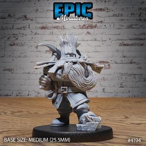 Wild Dwarf Miner Attack ‧ DnD Miniature ‧ Tabletop Miniatures ‧ Gaming Monster ‧ 3D Model ‧ RPG ‧ DnDminis ‧ STL FILE