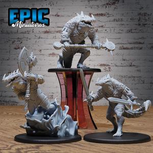 Crocodile Champion Set ‧ DnD Miniature ‧ Tabletop Miniatures ‧ Gaming Monster ‧ 3D Model ‧ RPG ‧ DnDminis ‧ STL FILE