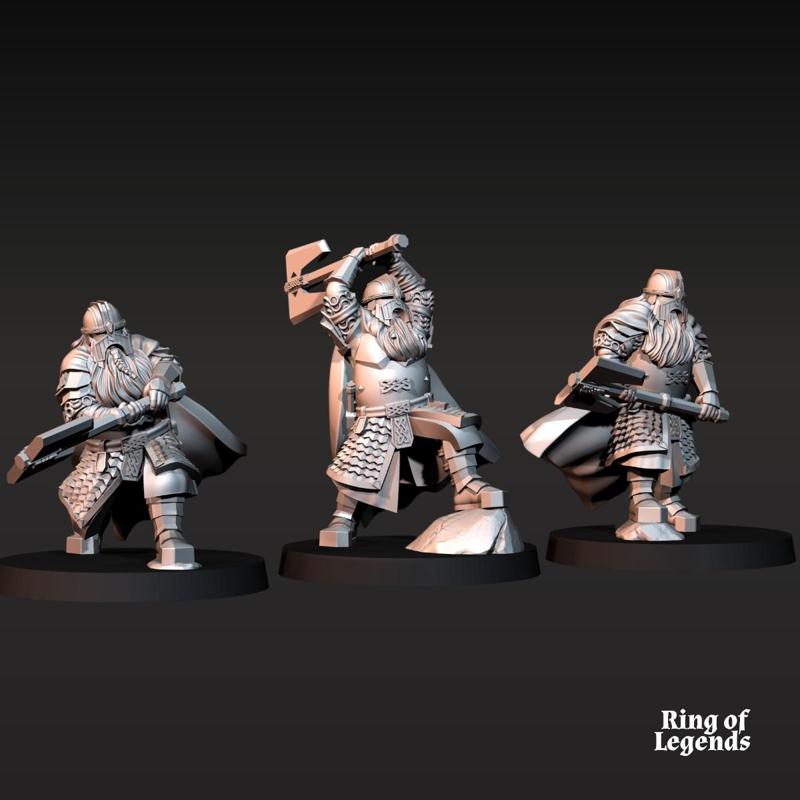 3x Kalak Dwarf King Guard | Kalak Dwarves | Fantasy | Ring of legends