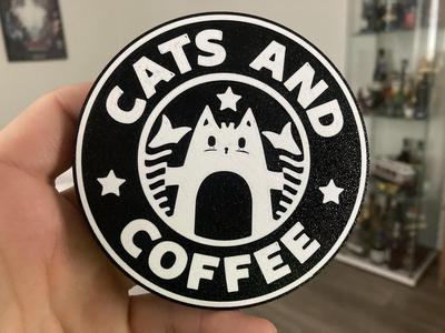 Cats and coffee coaster