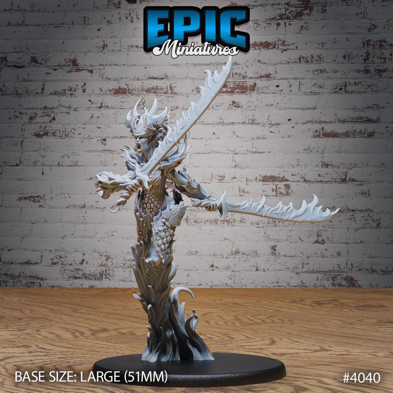 Fire Elemental Female Swords ‧ DnD Miniature ‧ Tabletop Miniatures ‧ Gaming Monster ‧ 3D Model ‧ RPG ‧ DnDminis ‧ STL FILE