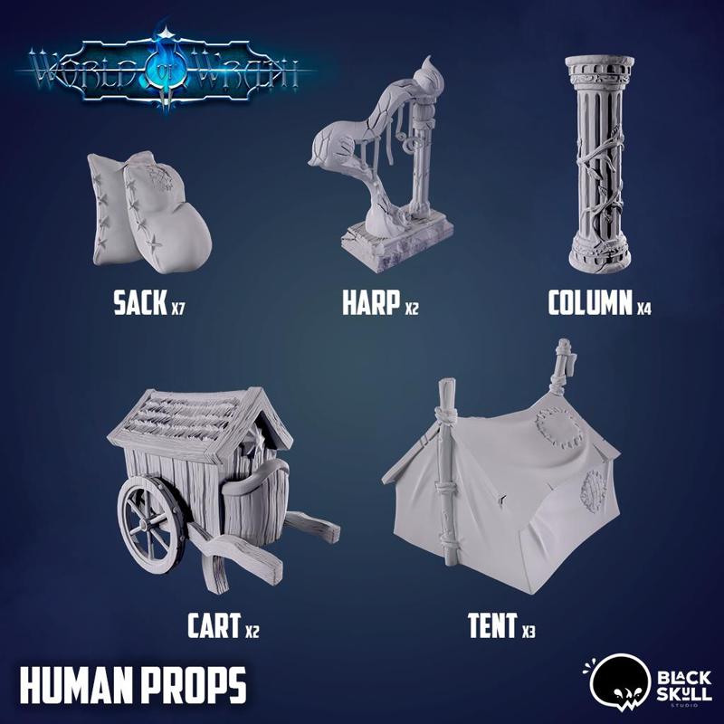 Human Props (Sacks, Harp, Column, Cart, Tent)
