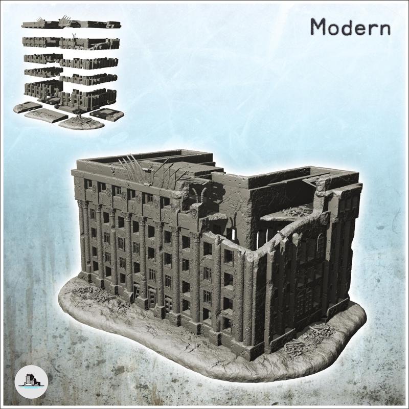 Large administrative building with columns and flag pediment (2) - Cold Era Modern Warfare Conflict World War 3 WW2 WW3