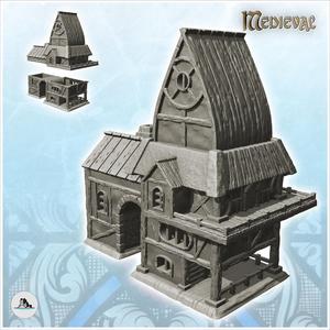 Large medieval building with rounded roof and arched passage in the center (6) - Medieval Gothic Feudal Old Archaic Saga 28mm 15mm