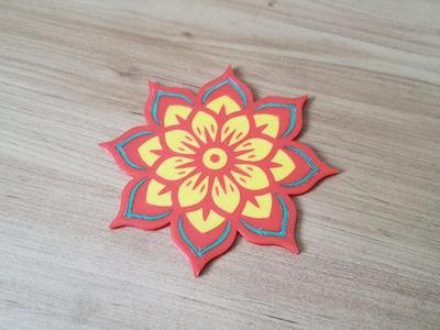 Flower Coaster Set Mug ( Red - yellow- green )