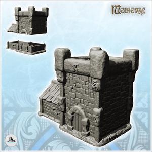 Fortified stone tower with annex building (13) - Medieval Feudal Old Archaic Saga 28mm 15mm
