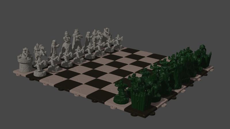 Fantasy army chess set _ human vs orc