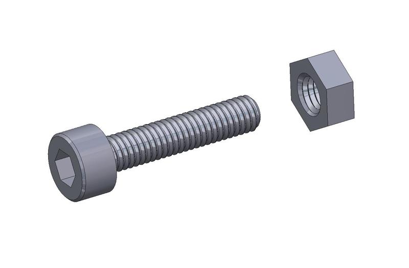M3 x 16mm bolt DIN 912 VG + M3 nut DIN934 Nut Screw