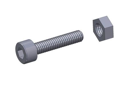 M3 x 16mm bolt DIN 912 VG + M3 nut DIN934 Nut Screw