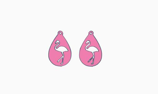 coquette flamingo earrings, key chain, necklace