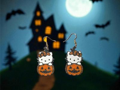 Hello Kitty pumpkin earrings