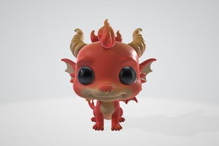 Flamion – Stylized Fire Dragon | 3D Model in Funko Pop Style