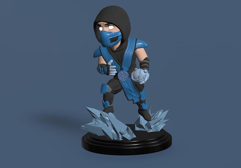 Chibi Sub-Zero - 3D printable figure (inspired by Mortal Kombat)