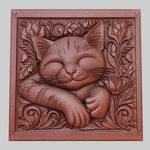 The cat purrs 3d printer model animal model obj stl