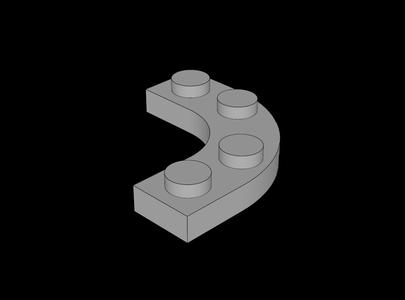 Lego Compatible (68568.dat) Plate  3 x  3 with  2 x  2 Corner Round and  2 x  2 with  1 x  1 Corner Round Cutout