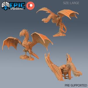 Cave Wyvern Set ‧ DnD Miniature ‧ Tabletop Miniatures ‧ Gaming Monster ‧ 3D Model ‧ RPG ‧ DnDminis ‧ STL FILE