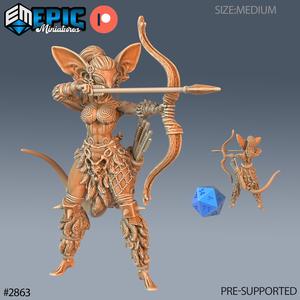 Mice Folk Viking Female Bow ‧ DnD Miniature ‧ Tabletop Miniatures ‧ Gaming Monster ‧ 3D Model ‧ RPG ‧ DnDminis ‧ STL FILE
