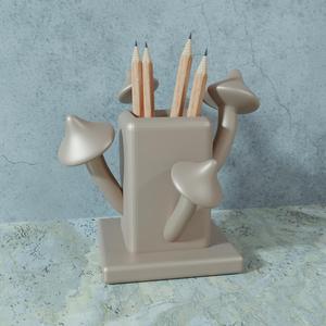 beautiful pencil holder with mushrooms