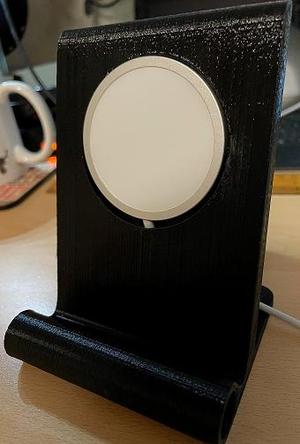 Mobile phones stand with magsafe compatible wireless charger recess
