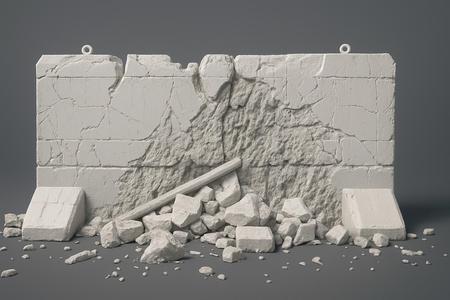 Destroyed Concrete Barrier – Post-Apocalyptic Modular Wall 3D Printable Model