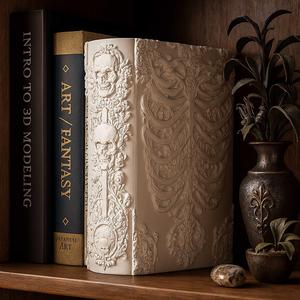 Dark Fantasy Skeleton Book Nook Book End Storage Box