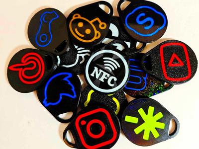 NFC tags with social media logos
