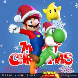 Mario - Yoshi - Lumas - Fanart