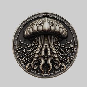 Jellyfish Animal Head Jellyfish Animal Medallion for CNC Router Laser & 3D Printer